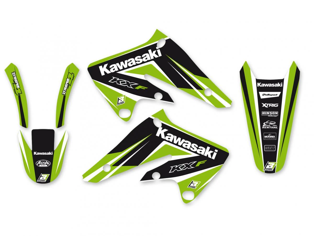 04-05 KXF250 DREAM 4 GRAPHIC, BLACKBIRD DECAL KIT 2407N