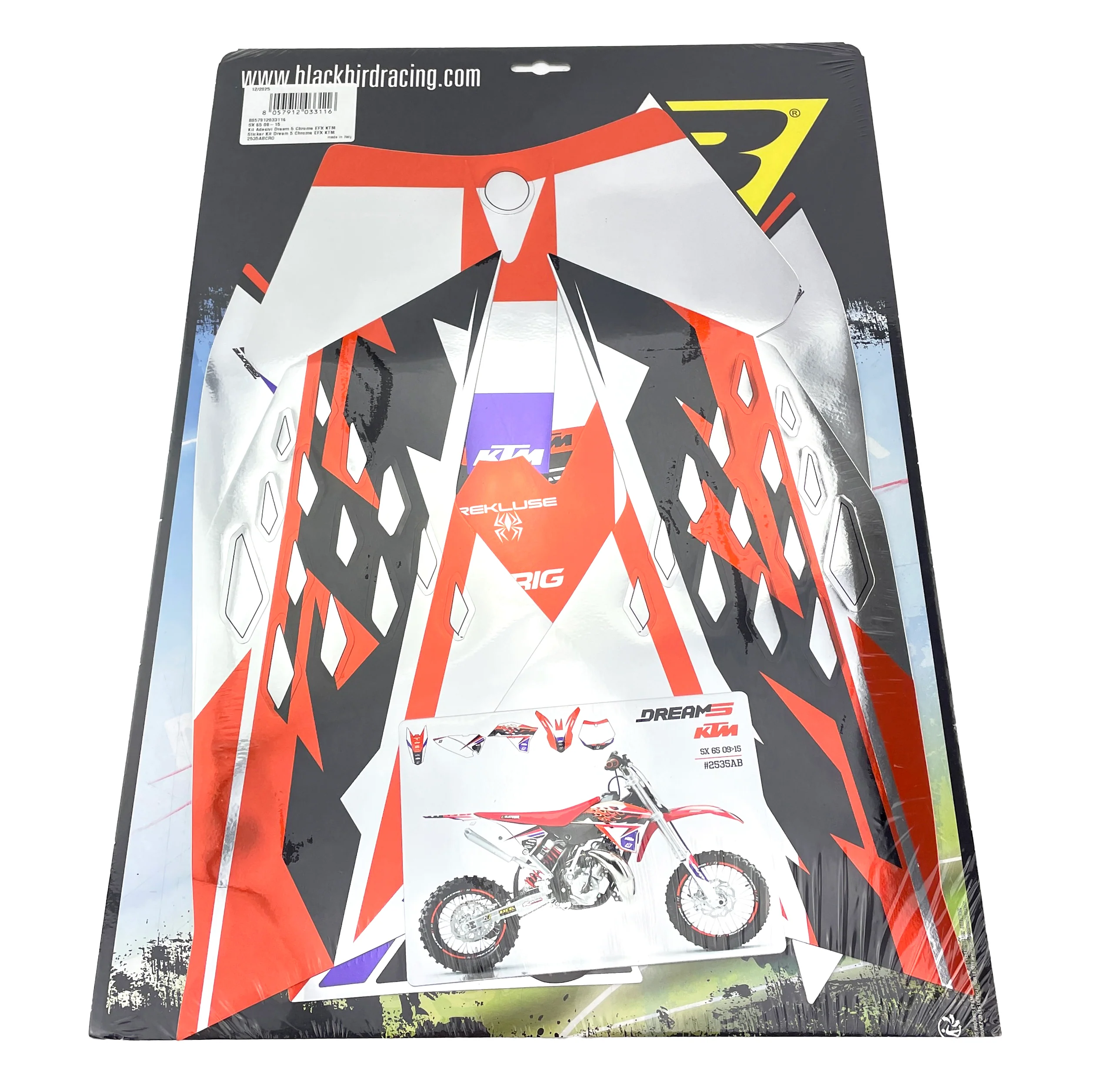 09-15 KTM SX 65 DREAM 5 CHROME DECALS, BLACKBIRD 2535ABCRO