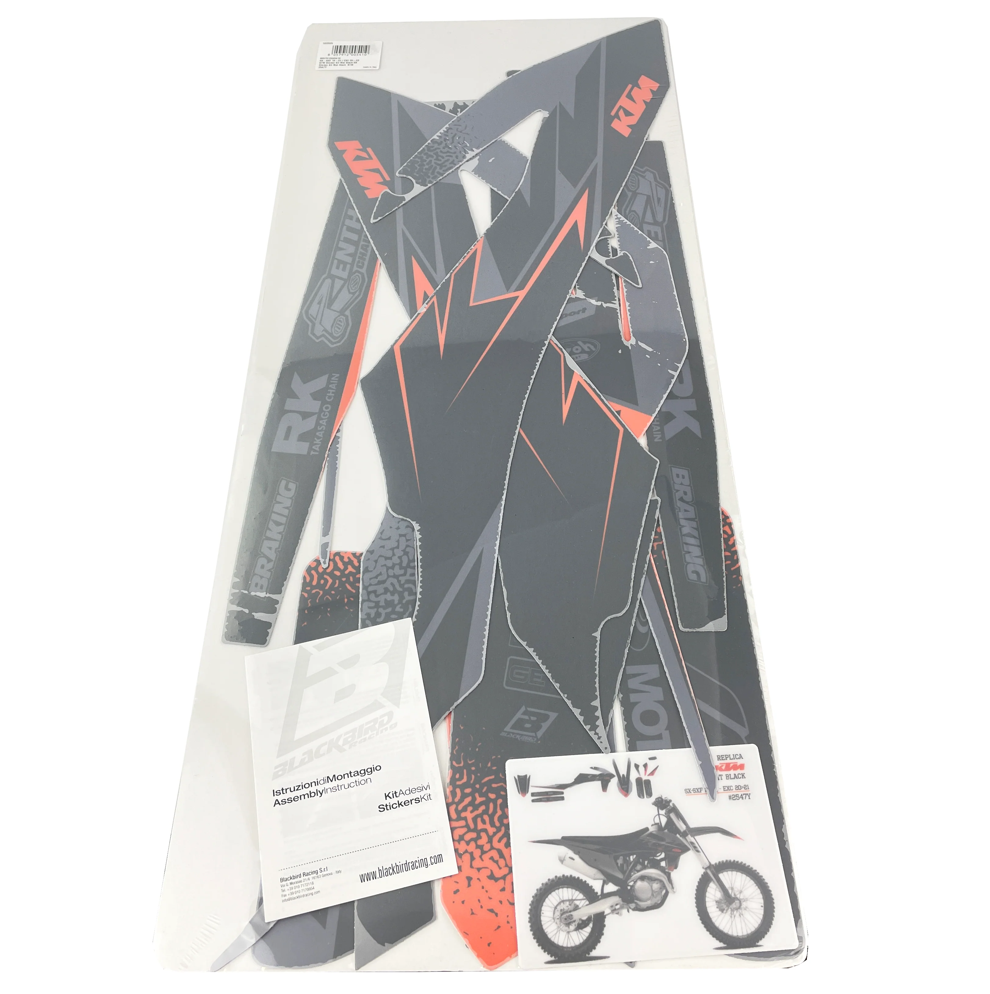 19-22 SX/SXF 20-23 EXC, KTM MATT BLACK DECALS, BLACKBIRD 2547Y - Image 2