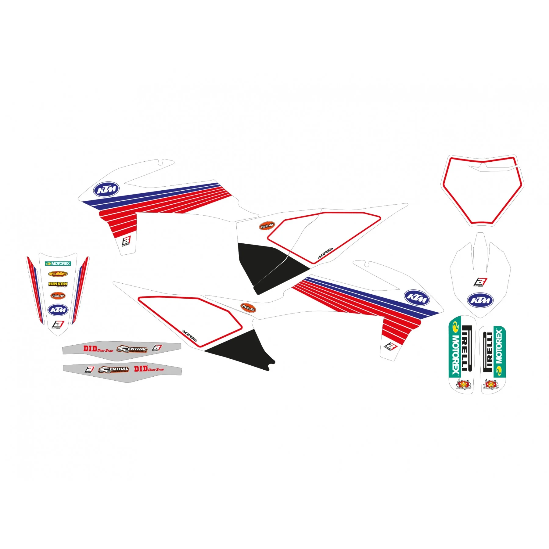 19-22 SX/SXF 20-23 EXC, KTM RETRO RED AND BLUE BLACKBIRD DECAL KIT, 2547AA/01 - Image 2