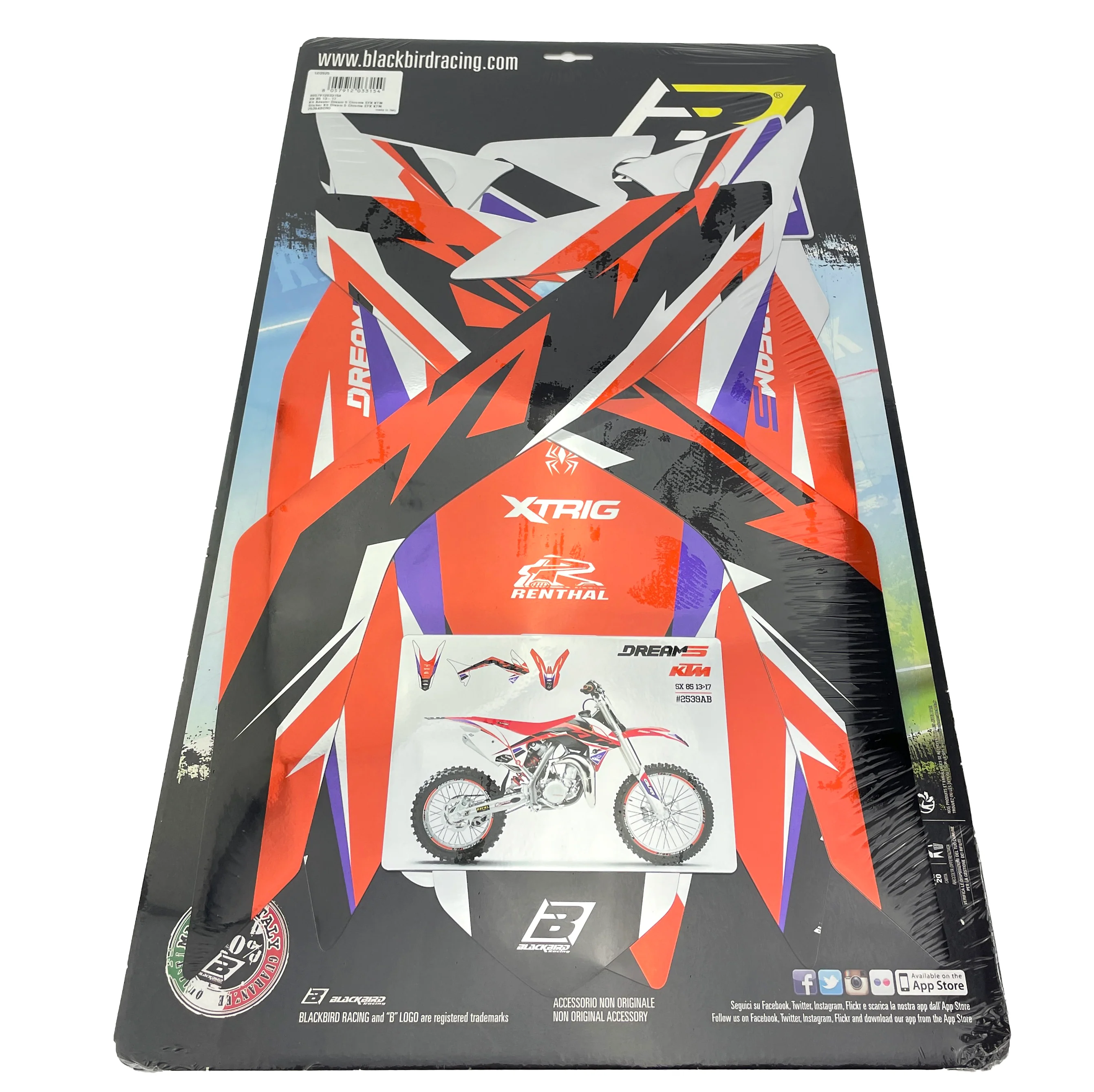 2013-17 SX85 KTM DREAM 5 CHROME DECALS, BLACKBIRD 2539ABCRO