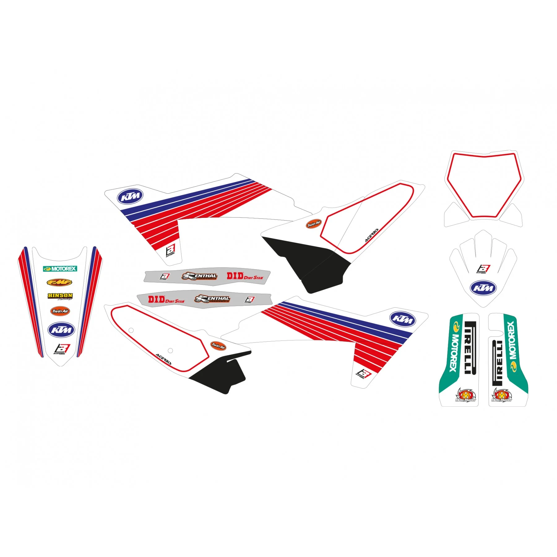 25-26 KTM SX/SXF RETRO RED/BLUE BLACKBIRD DECAL KIT, 2552AA/01 - Image 2