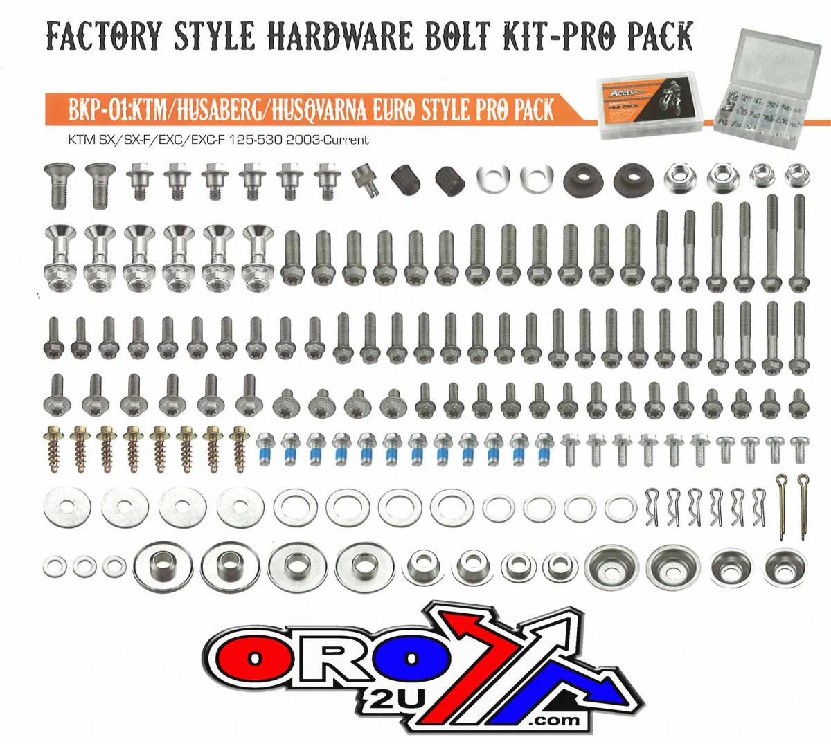 BOLT KIT FACTORY KTM HUSQV, PRO PACK HUSABERG 160 pcs kit - Image 2
