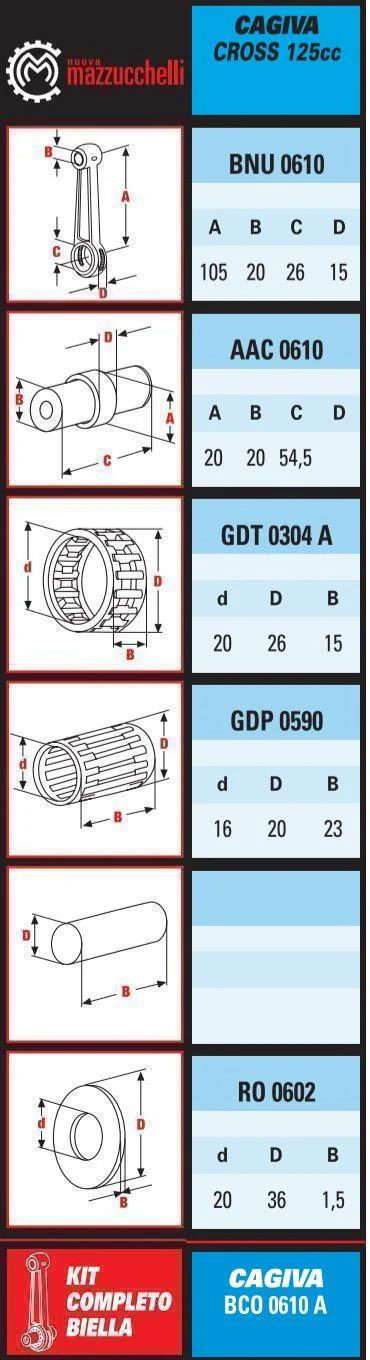 CONNECTING ROD KIT CAGIVA 125, CAGIVA 125 1985-1988 BCO 0610A - Image 2