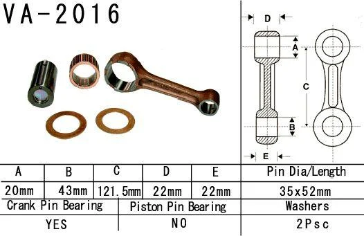 CONNECTING ROD KIT YFM400, VESRAH VA-2016 YAMAHA ATV - Image 2