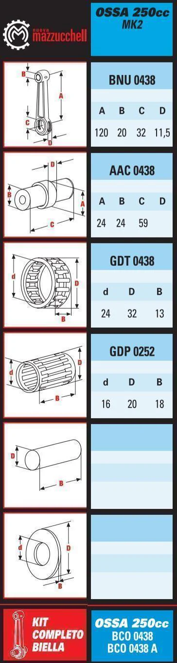 CONNECTING ROD OSSA 24mm PIN CONROD BCO0438 - Image 2