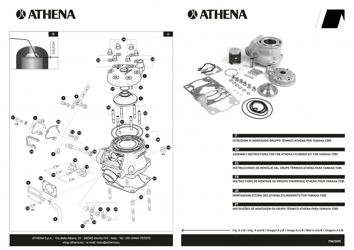 CYLINDER FULL KIT 47.5mm YAMAHA YZ 85 19-26, ATHENA P400485100076 STD BORE, (Piston included) - Image 2