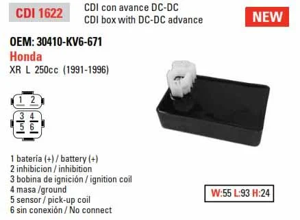 ELECTRICAL CDI IGNITION XR250 DZE 1622, IHA6050, 30410-KV6-671 - Image 6