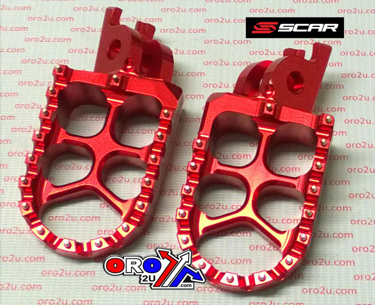 EVO FOOTPEGS RED 02-26 HONDA KAWASAKI CR CRF KX 125 150 250 300 450 1000 1100 57mm SCAR S3515R