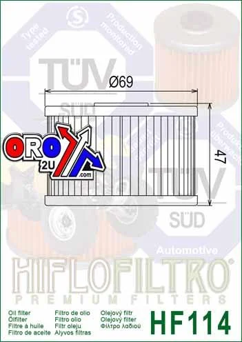 OIL FILTER HIFLO HF114, HONDA TRX420 15412-HP7-A01 - Image 3
