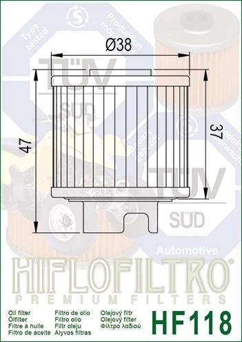 OIL FILTER HIFLO HF118, Honda 15412-HB6-003 - Image 3