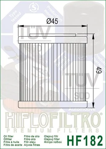 OIL FILTER HIFLO HF182, Piaggio 880887 - Image 3