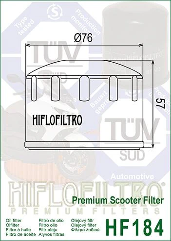 OIL FILTER HIFLO HF184 APRILIA, 830239/82658R/82883R, PIAGGIO, ROAD, 82960R - Image 3
