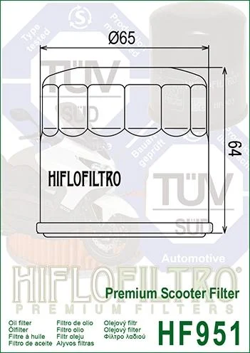 OIL FILTER HIFLO HF951, Honda 15410-MCJ-000 - Image 2