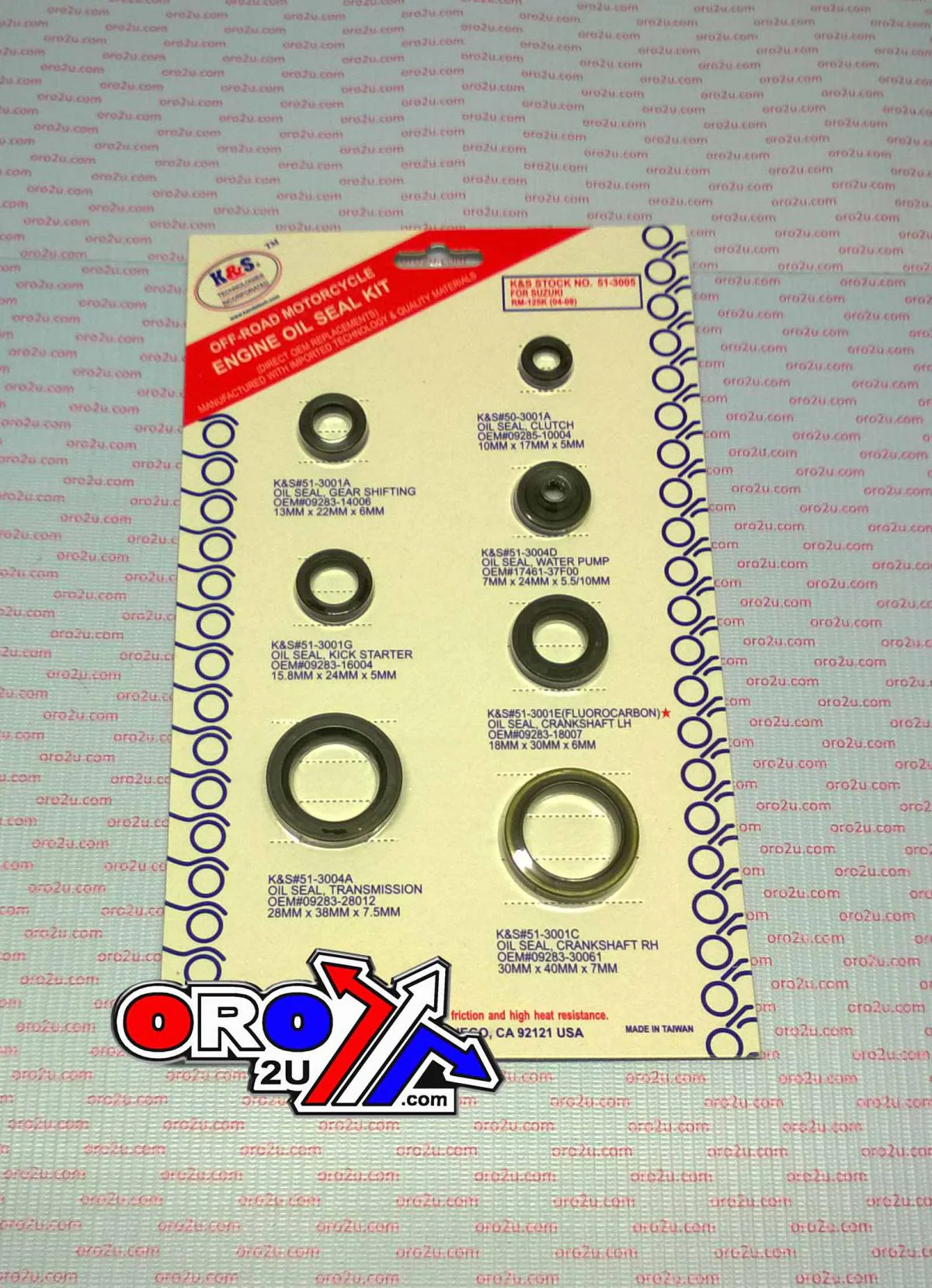 OIL SEAL SET ENGINE RM125 7pcs, K&S 51-3005 SUZUKI RM125 04-10 - Image 2