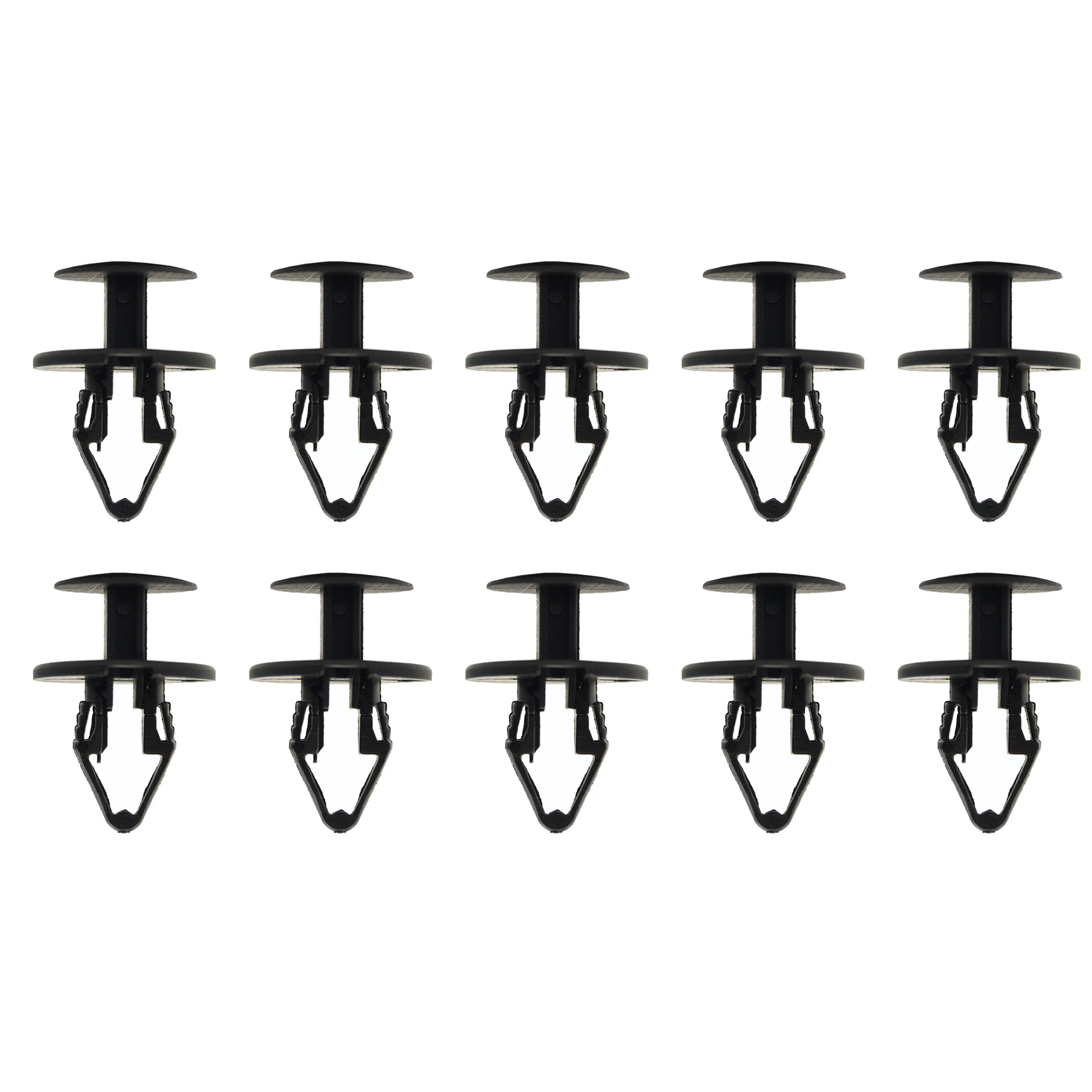 (PACK OF 10) M10 PLASTIC CENTER PUSH FENDER CLIPS RIVETS, 10mm x 22mm x 24mm