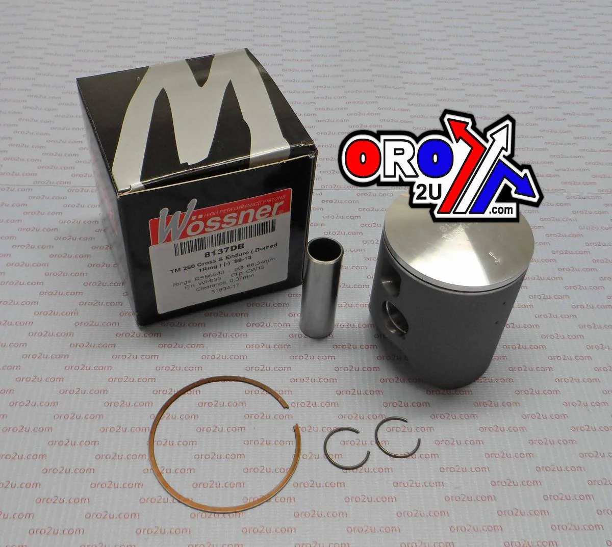 PISTON 94-09 TM250 66.4 DOMED, WOSSNER 8136DA TWIN RING - Image 2