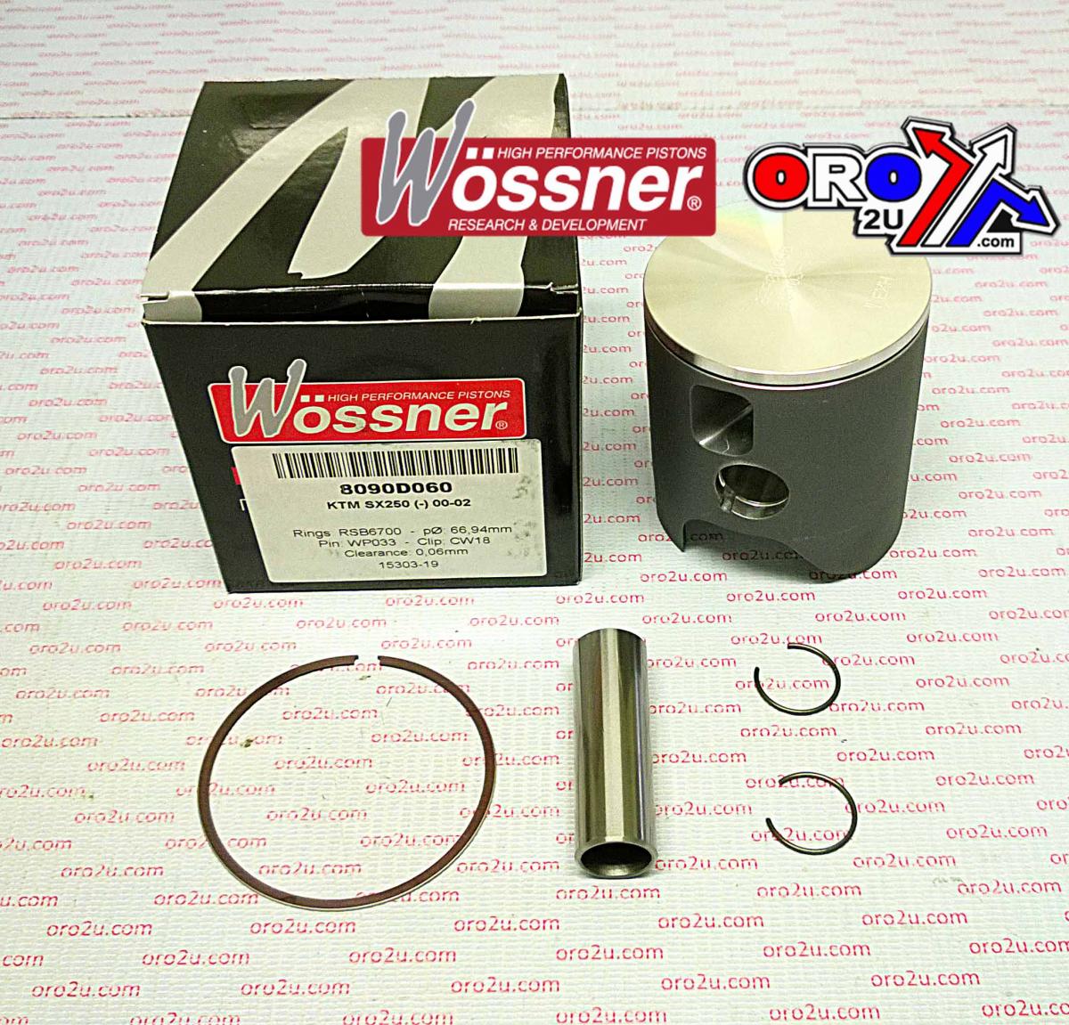PISTON KIT 00-06 KTM250 67.00, WOSSNER 8090D060 FORGED