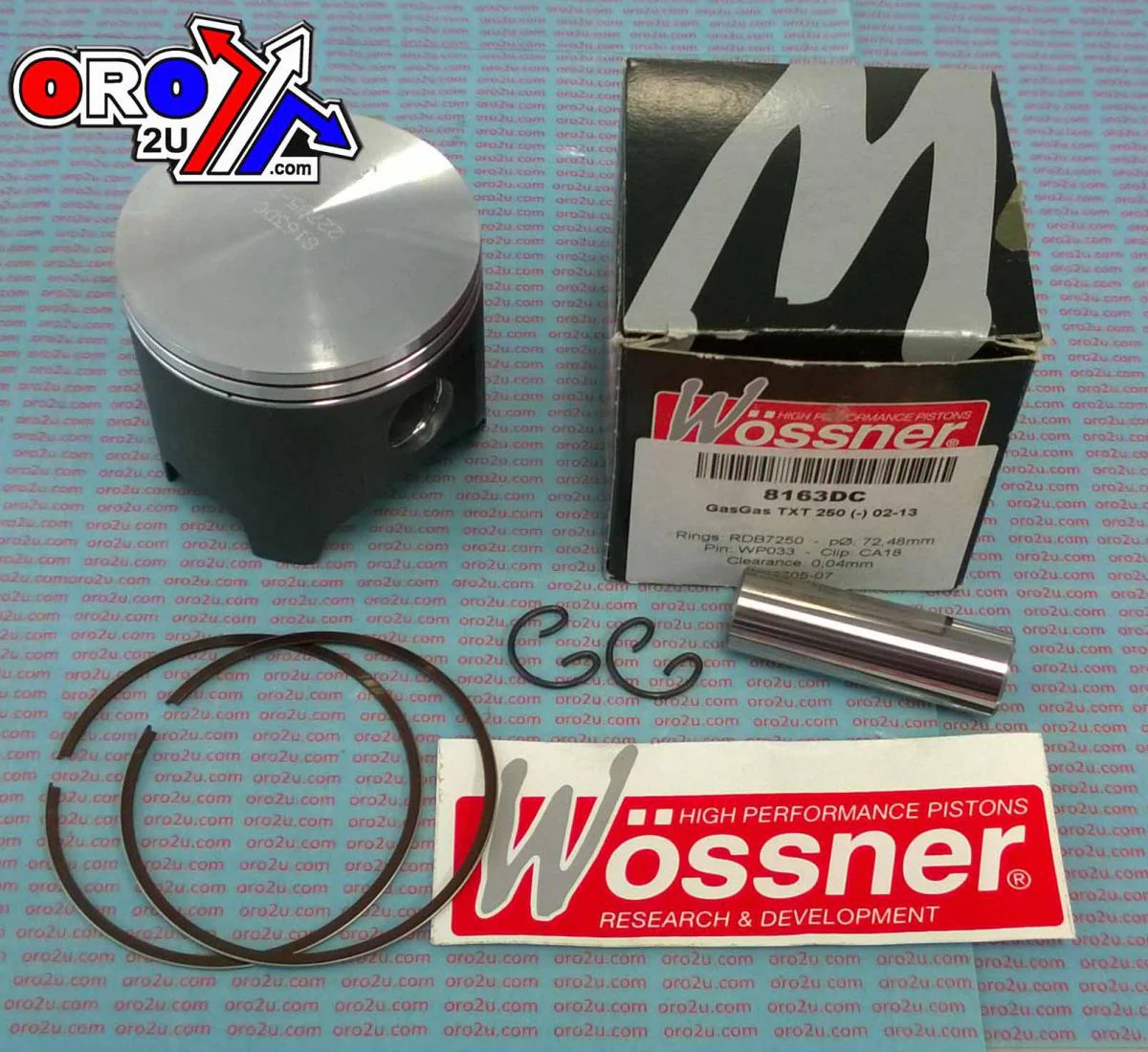 PISTON KIT 01-2020 TXT250 GASGAS, FORGED WOSSNER 8163DA - Image 2