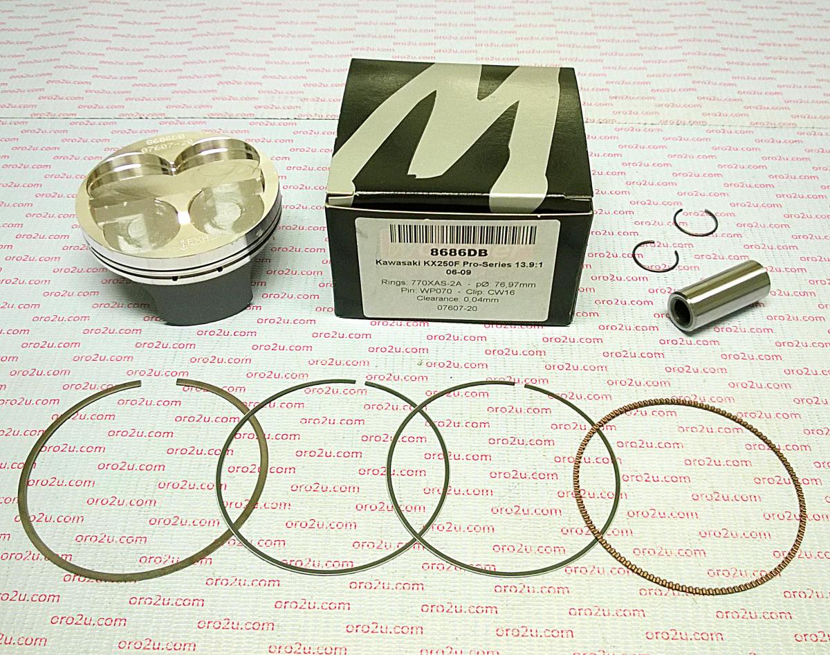 PISTON KIT 06-09 KXF250 77 HC, FORGED WOSSNER 8686DA 13001-0088