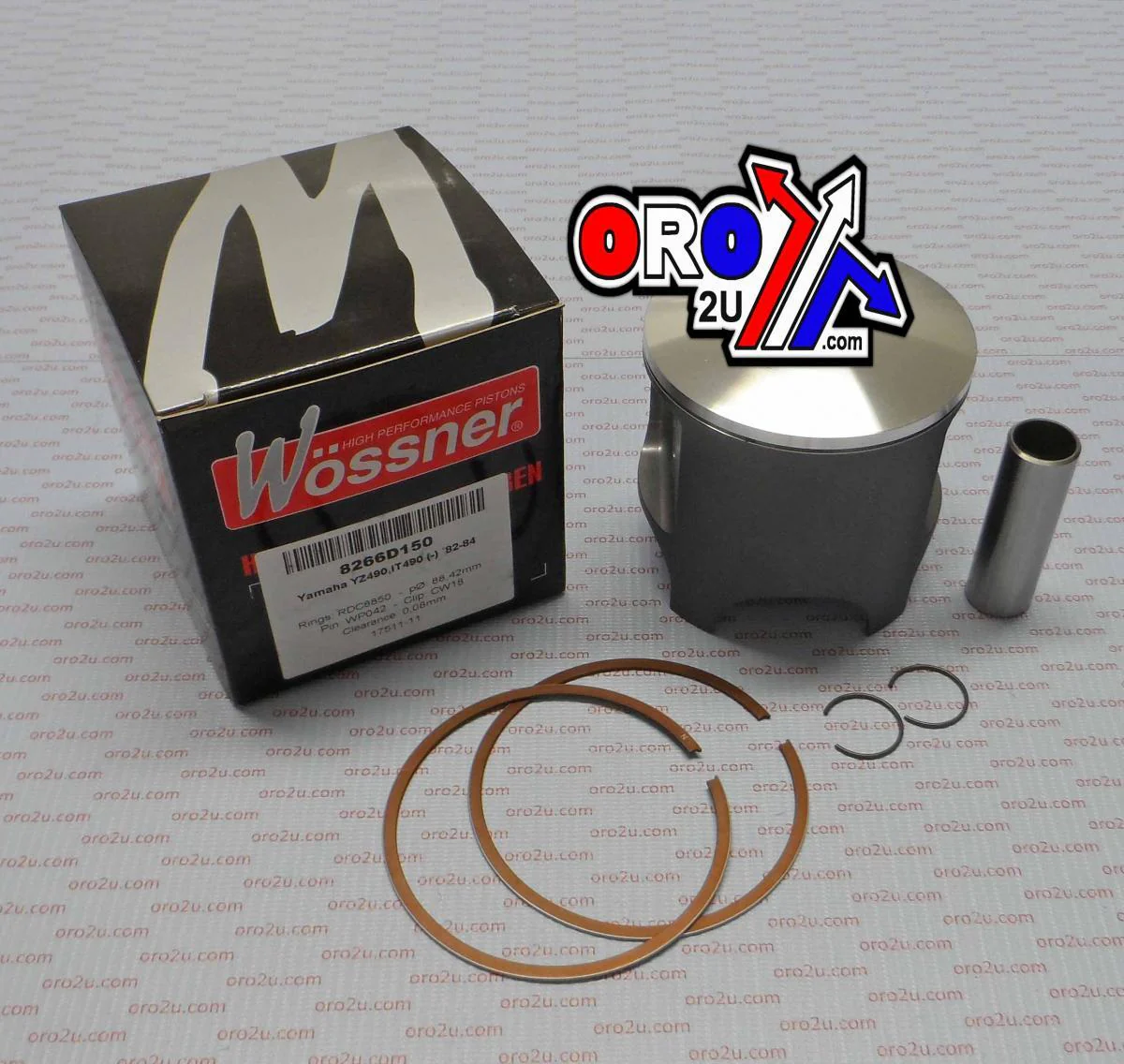 PISTON KIT 09-11 KTM400 EXC 95, FORGED WOSSNER 8806DC - Image 2