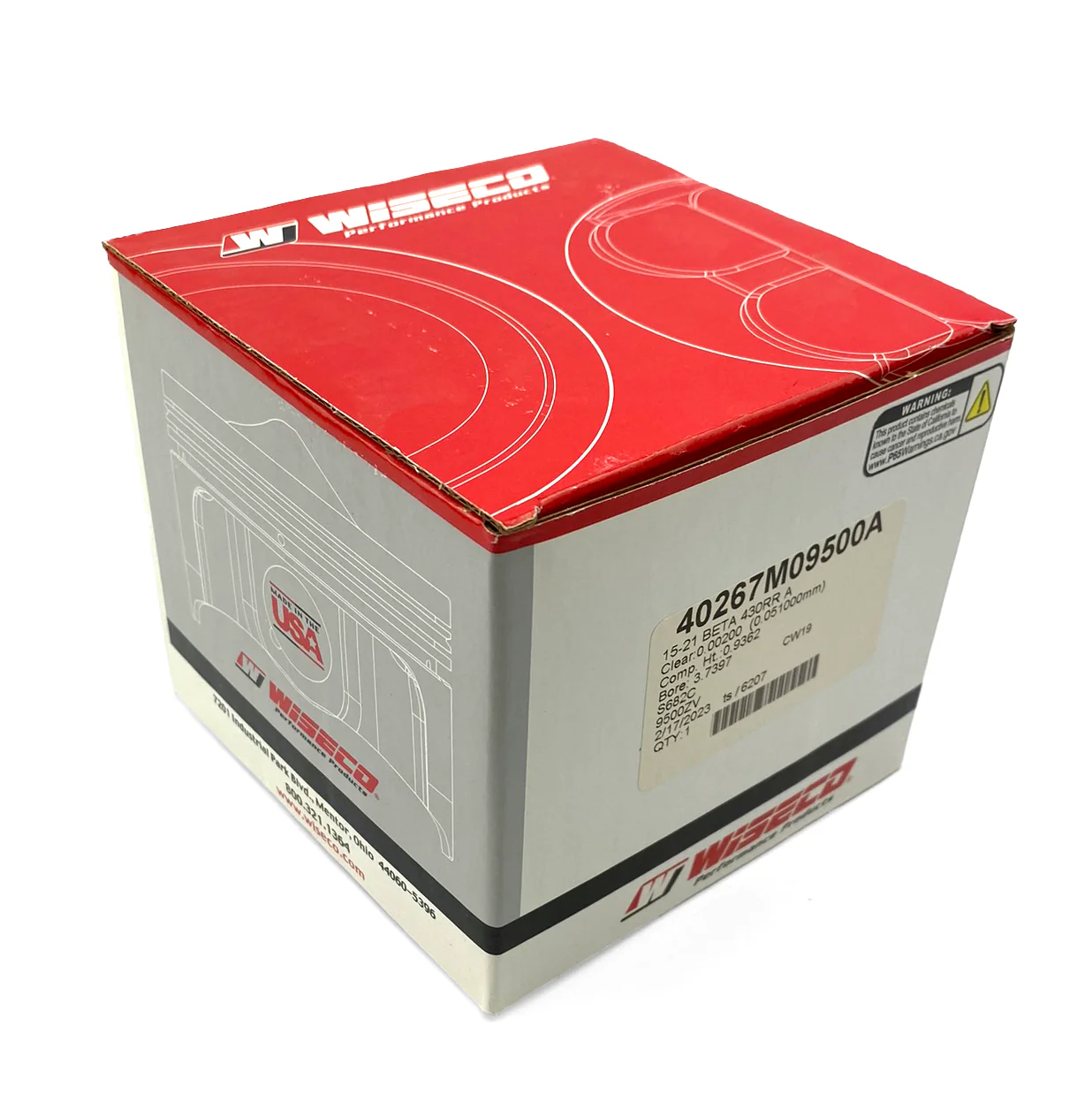PISTON KIT 15-25 BETA RR430 Enduro, 95mm WISECO W40267M09500A - Image 2