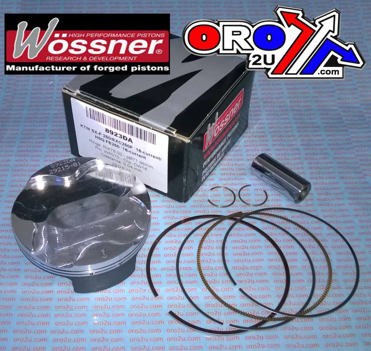 PISTON KIT 16-22 SXF250 78mm A, WOSSNER 8923DA KTM 79030207000 - Image 2