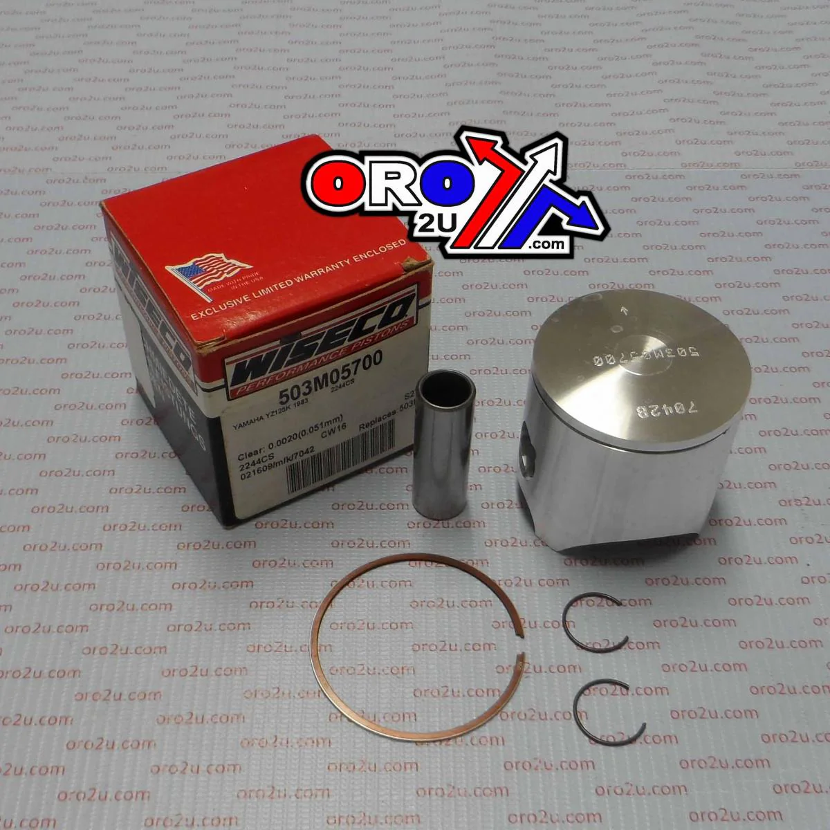 PISTON KIT 1983 YZ125 57.00, WISECO 503M05700 YAMAHA MX - Image 2