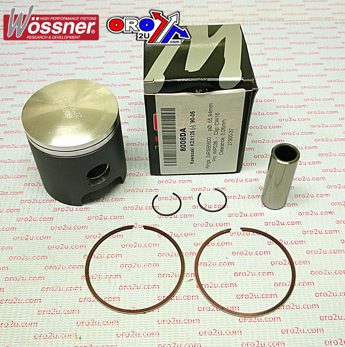 PISTON KIT 90-05 KDX125 57.00, WOSSNER FORGED 8008D100