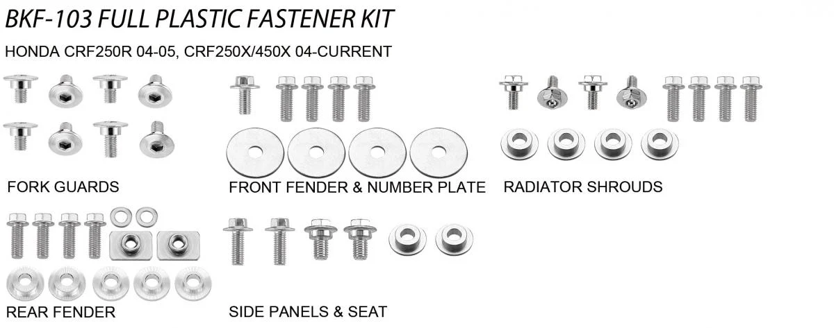 PLASTIC BOLT KIT HONDA STYLE, FULL PLASTIC FASTENER KIT