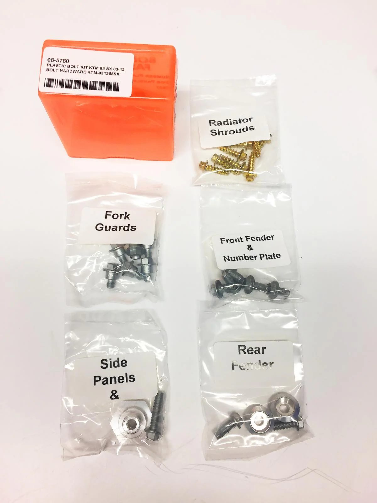 PLASTIC BOLT KIT KTM 85 SX 03-12, BOLT HARDWARE KTM-031285SX - Image 2
