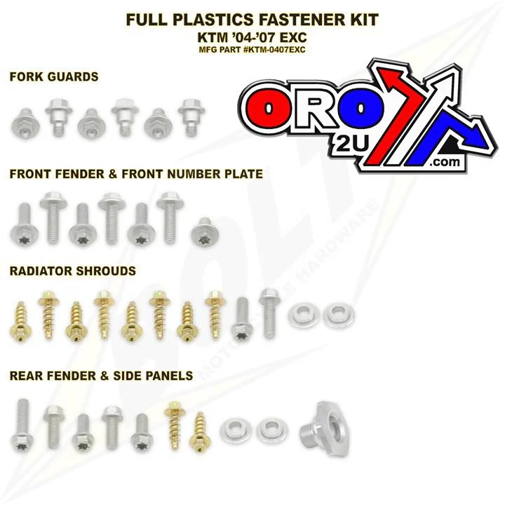 PLASTIC BOLT KIT KTM EXC 04-07, BOLT HARDWARE KTM-0407EXC - Image 2