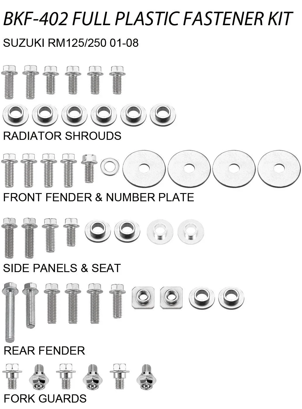 PLASTIC BOLT KIT SUZUKI STYLE, FULL PLASTIC FASTENER KIT
