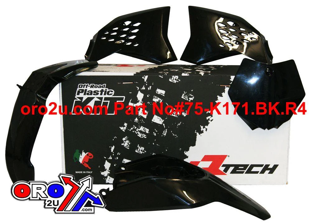 PLASTIC KIT/4 12-15 KTM SX65, BLACK RTECH R-KITKTM-NR0-511 - Image 2