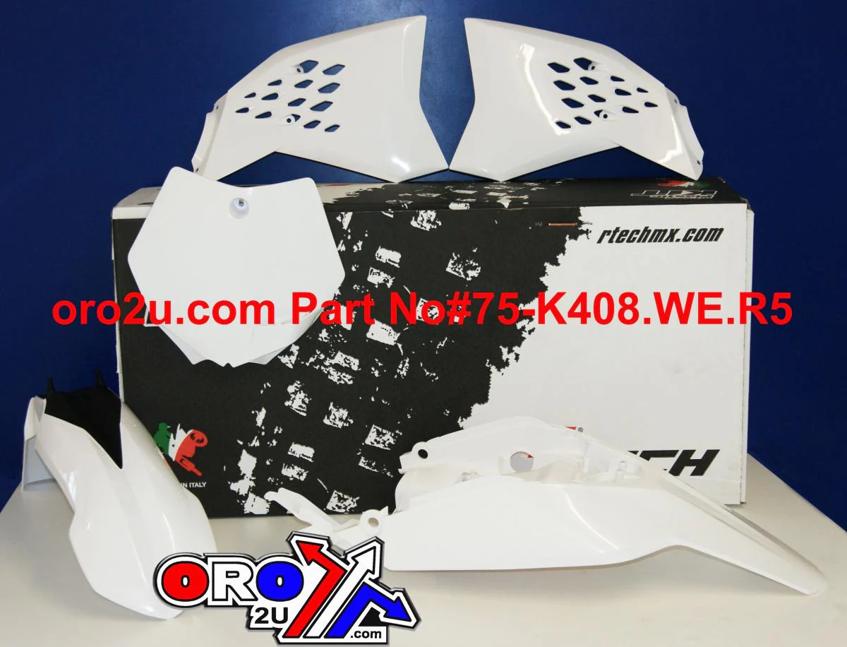 PLASTIC KIT/4 KTM65 09-11 WHT, RTECH R-KITKTM-BN0-508, WILL NOT FIT 2012 - Image 2