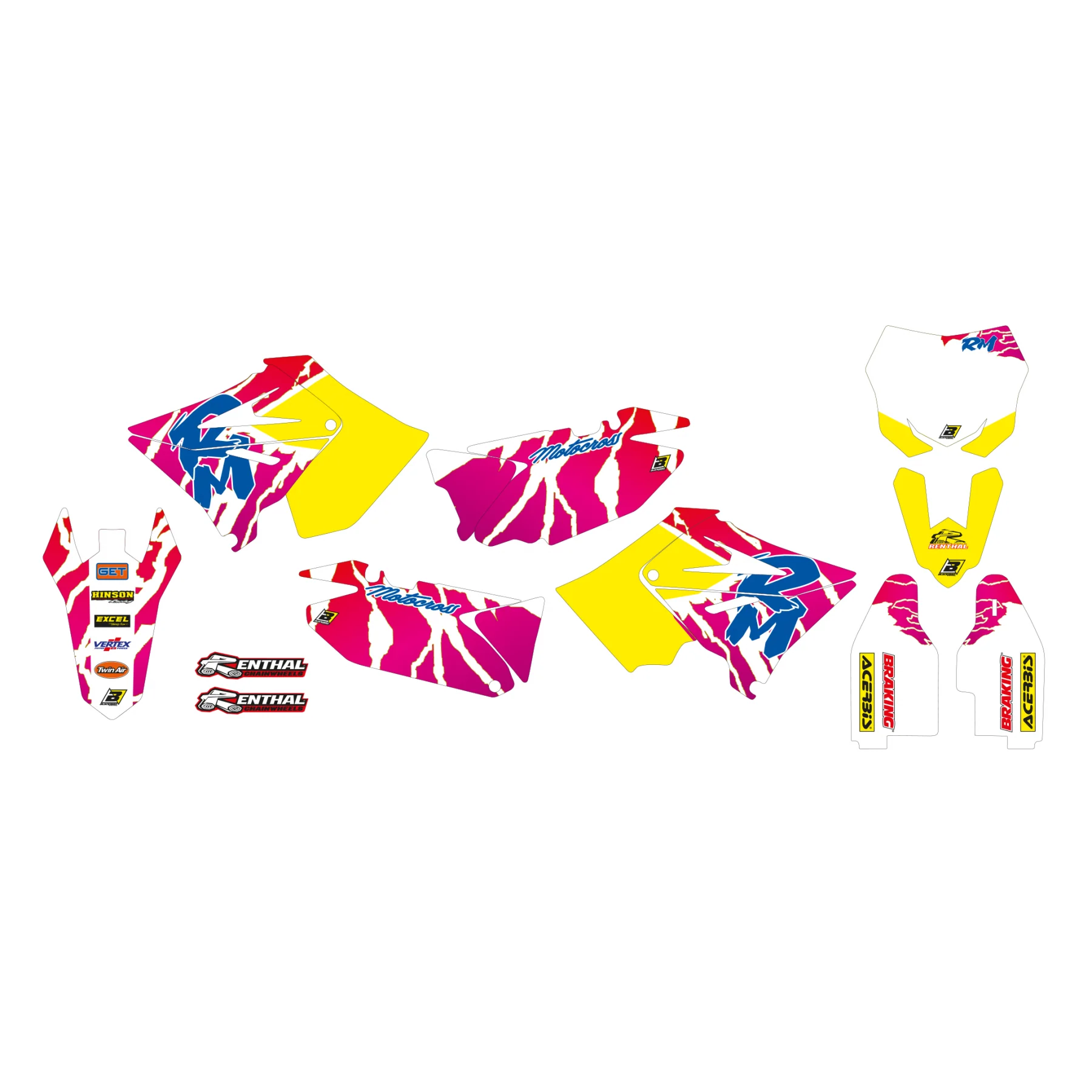 PLASTIC KIT/5 01-11 RM125/250, POLISPORT RESTYLE, SEAT COVER, RETRO GRAPHICS - Image 2