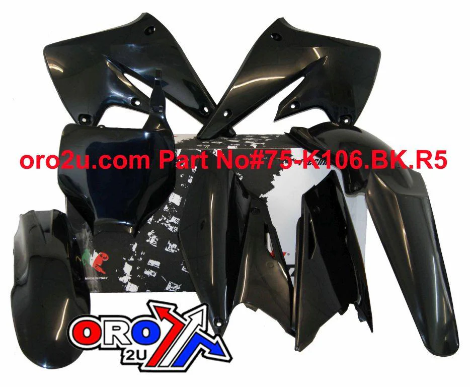 PLASTIC KIT/5 04-05 KXF250, BLACK RTECH R-KITKXF-NR0-504 - Image 2