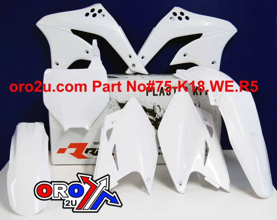PLASTIC KIT/5 06-08 KXF450 WHT, RTECH R-KITKXF-BN0-506 - Image 2