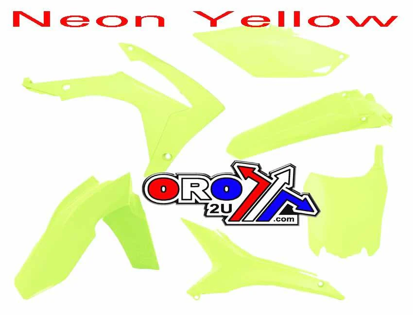 PLASTIC KIT/6 13-16 CRF250 450, RTECH R-KITCRF-GF0-517, NEON YELLOW - Image 2