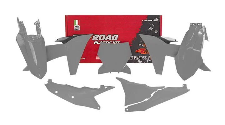 PLASTIC KIT/6 2023-24 KTM SX/SXF, QUANTUM GREY/BLACK, RTECH R-KITKTM-GR0-023