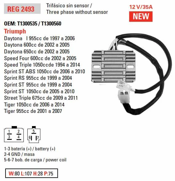 REGULATOR 12V 35A, TRIUMPH, DZE 02493-04 - Image 2