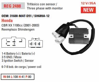 REGULATOR 12v CBR1100XX HONDA 31600-MAT-D50, ARROWHEAD AHA6099 31600-MAT-D51 - Image 5