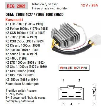 REGULATOR KZ550/650/750/1000, 21066-1008, AKI6025, KAWASAKI 21066-1027 - Image 9