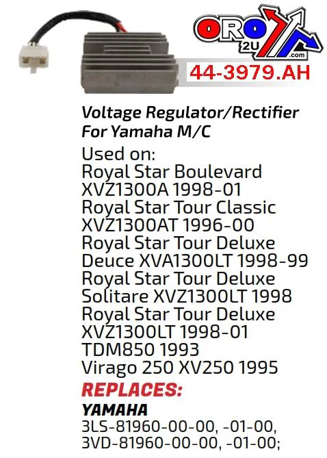 REGULATOR Yamaha XVZ1300, AYA6037, 3VD-81960-00-00, ROAD, 3LS-81960-01-00 (44-3978 - Image 8