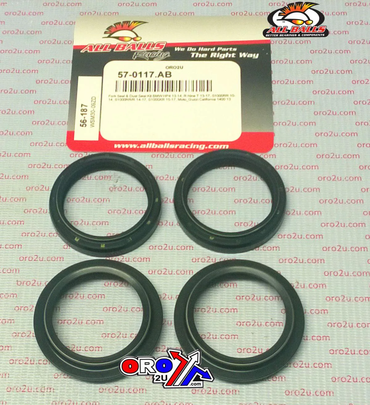 SEAL WIPER SET ALLBALLS, ALLBALLS 56-187 FORK SEAL KIT - Image 2