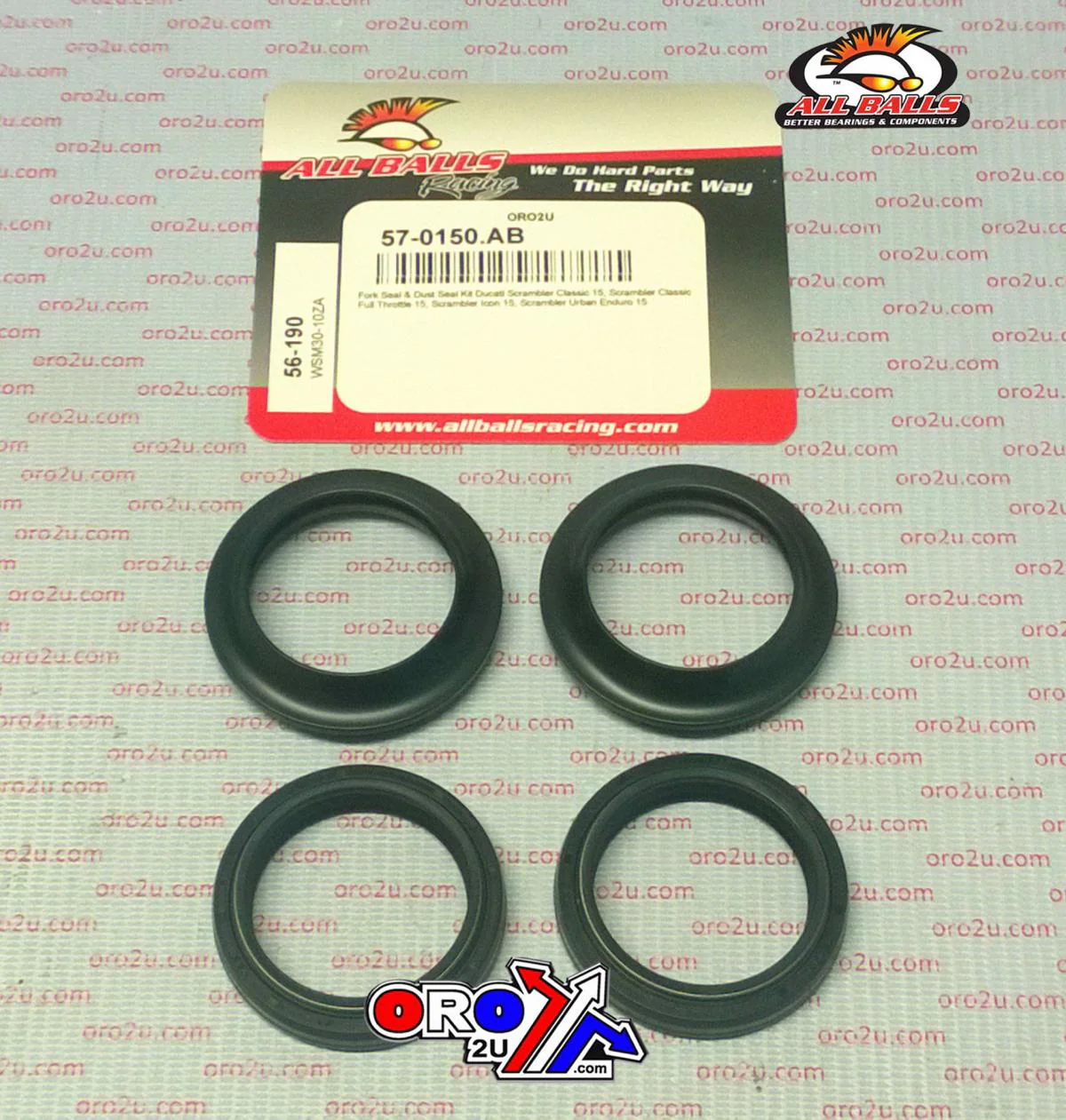 SEAL WIPER SET ALLBALLS, ALLBALLS 56-190 FORK SEAL KIT - Image 2