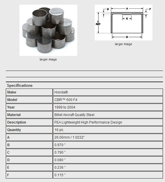 TAPPET CAP SET/16 CBR600, KIBBLEWHITE 30-30019, ROAD, MC - Image 2