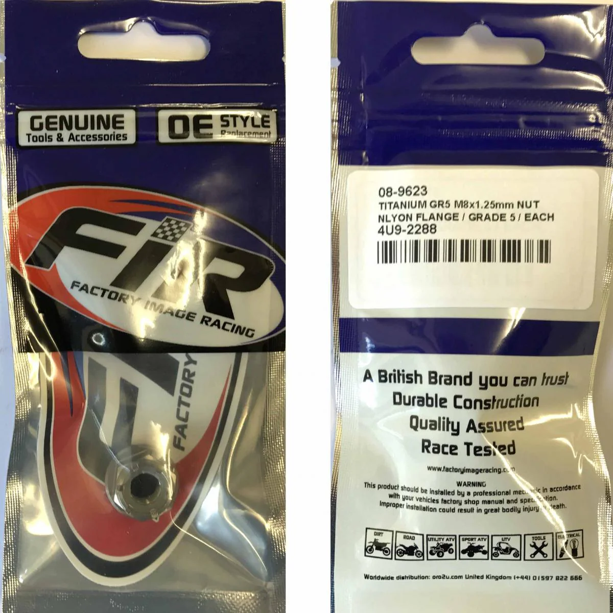 TITANIUM GR5 M8X1.25mm NUT, NYLON FLANGE / GRADE 5 / EACH - Image 2