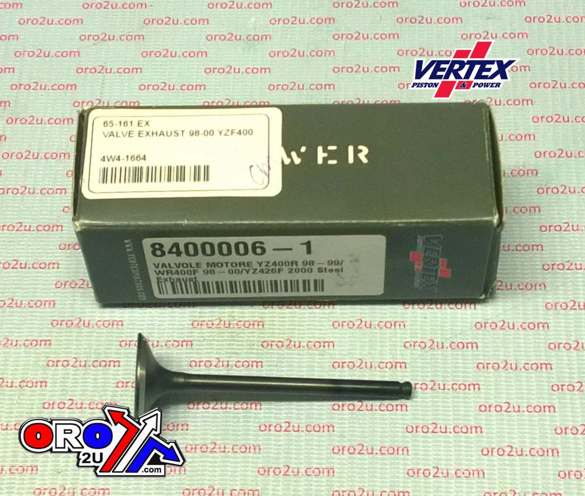 VALVE EXHAUST STEEL, VERTEX 8400006-1, 98-00 YZF400, 98-99 WR400, 2000 YZF426 - Image 2