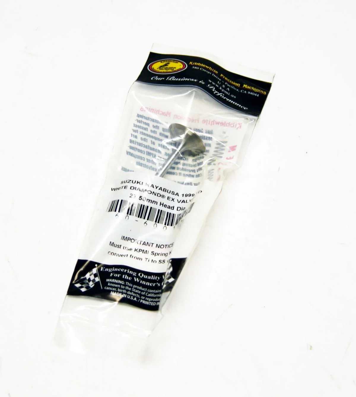 VALVE EXHAUST WHITE DIAMOND GSX-R1300 99-19, KIBBLEWHITE 60-60010H HAYABUSA, SUZUKI 12912-24F00 ROAD - Image 2